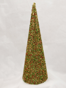 Champagne Glittered Table Top Tree With Beads Ornamental Trees - 45cm