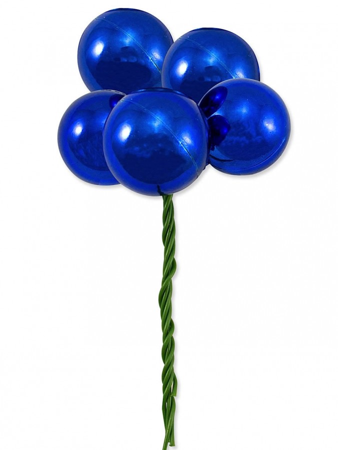 Blue Metallic Bauble Decorative Pick - 15cm