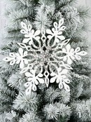 38cm White Christmas Snowflake Ornament With Sparkle & Diamante Decor