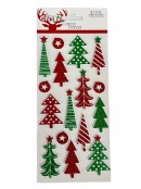 Assorted Stockings Or Christmas Trees & Baubles Glittered Foil Stickers