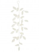 Pearl White Felt Holly Christmas Vine Garland Silver Glitter & Icicle Details | 1.2m