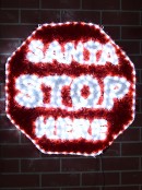 Red & White 'SANTA STOP HERE' LED Tinsel Sign Christmas Light Display - 76cm