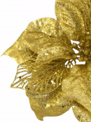 Gold Sequin & Glitter Poinsettia Decorative Christmas Floral Pick - 26cm