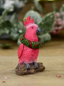 80mm Pink Little Cockatoo With Wreath Resin Christmas Tree Ornament