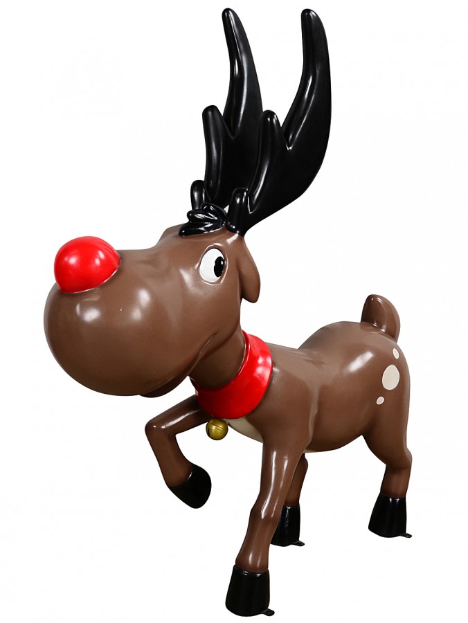 1.2m Cartoon Caricature Red Nose Reindeer Life Size Resin Ornament