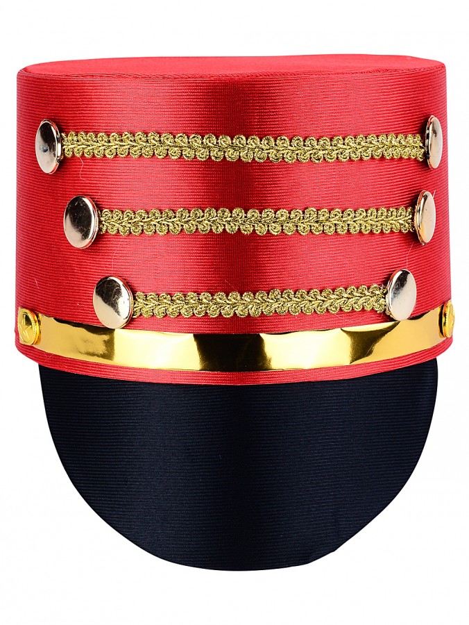 Premium Red & Gold Nutcracker Toy Soldier Costume Hat | One Size