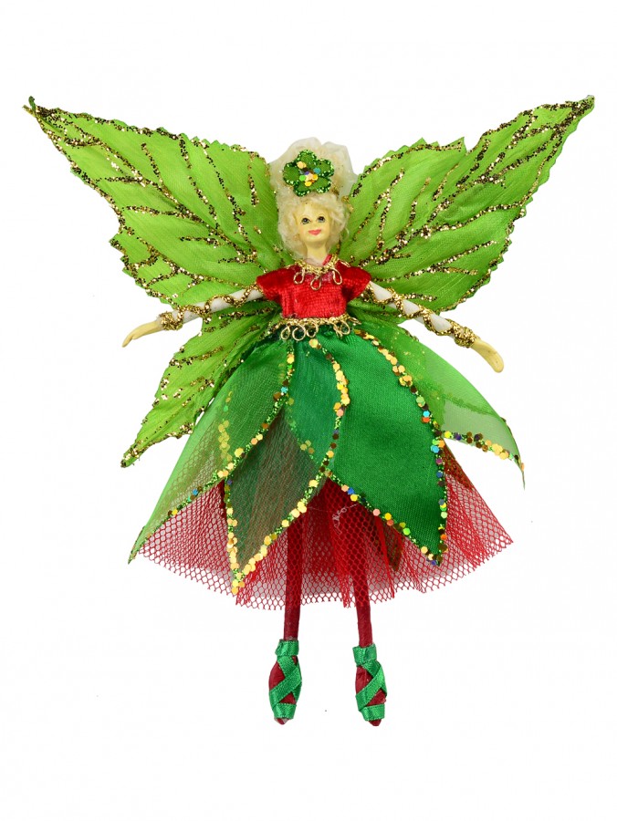 Green Dress & Wings Christmas Fairy Hanging Ornament - 18cm