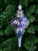 26cm Clear Iridescent Christmas Ball Finial Hanging Ornament