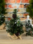 30cm Morning Frost Tabletop Tree With Pinecones & 37 Tips