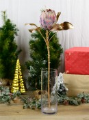 65cm Waratah-Like Protea Flower With Iridescent Glitter Long Christmas Stem