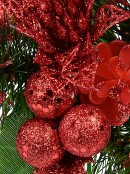 Red Glittered Decorative Berry, Holly & Assorted Decorations Floral Pick - 17cm
