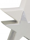 Standing Double Star In White With Silver Ceramic Christmas Ornament - 17cm
