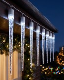 24x Natural Look Glacier Icicle Lights 8 Function Cool White LED | 7m