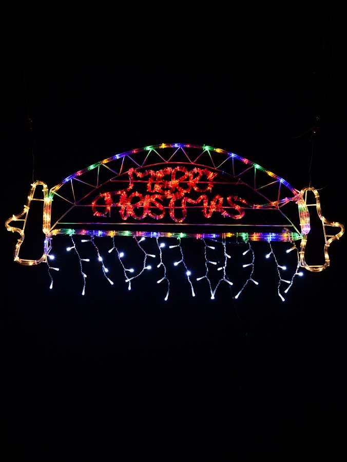 95cm Sydney Harbour Bridge Merry Christmas Multi LED Rope Light Display