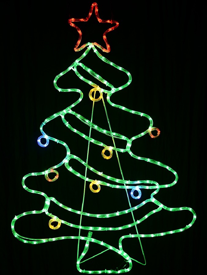 Green LED Christmas Tree With Multi Colour Decorations Light Display - 1.1m