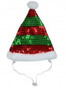 Red & Green Puppy Dog Santa Hat With Sequin Decorations Christmas Costume