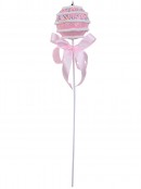 Pastel Pink Cupcake Bauble Stem With Iridescent Frosting & Satin Bow | 54cm