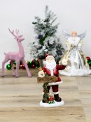 Classic Santa & Welcome Signpost Decorative Resin Statue Ornament - 34cm