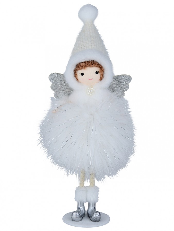 Whimsical Frost Angel With Tall Winter Santa Hat Tabletop Figurine | 22cm