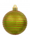 Various Green & Red Baubles With Plain & Glittered Patterns  - 9 x 60mm