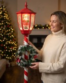 1.5m Animated Santa Snow Globe & Wreath Indoor Christmas Musical Lamp Post