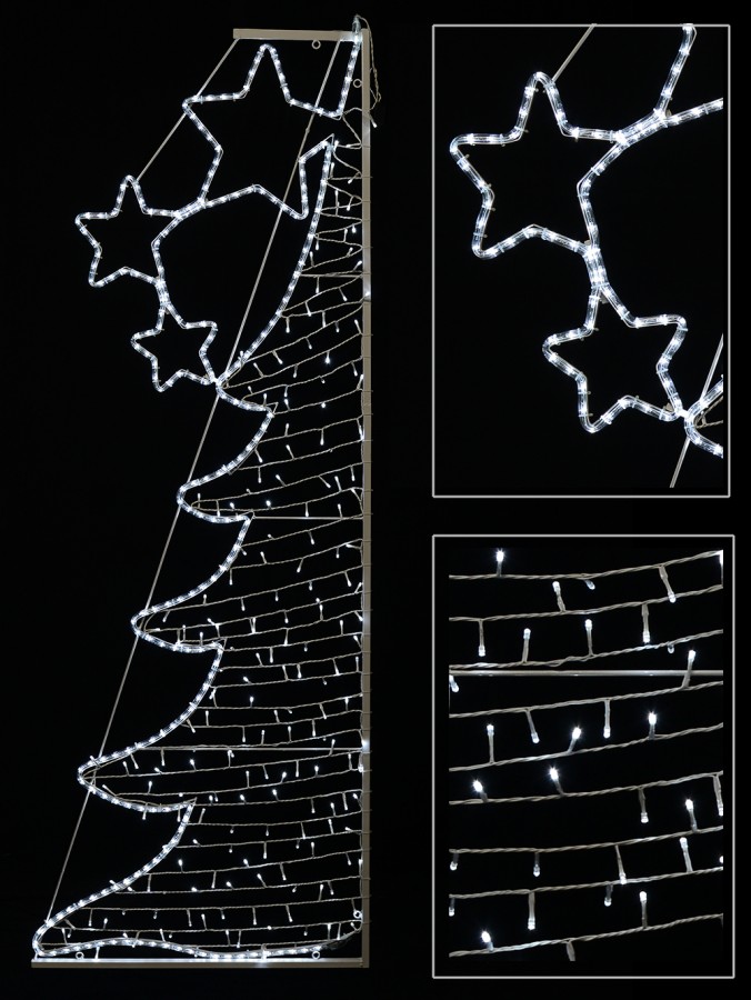 White Dual-Sided Christmas Tree Rope Light Silhouette With String Lights - 2m 