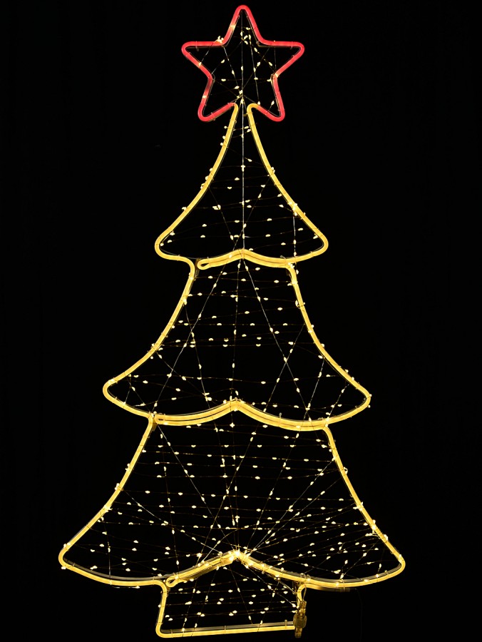 98cm Warm White Neon & String LED Christmas Tree With Red Star Light Display