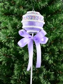Pastel Purple Cupcake Bauble Stem With Iridescent Frosting & Satin Bow | 54cm