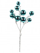 52cm Shiny Turquoise Bauble Spray Long Christmas Stem