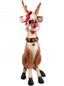 Cute Sitting Resin Reindeer Life Size Christmas Decoration Ornament - 1.1m