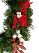 Green Pre-Decorated Wreath With Red & Green Leaves & White Berries - 47cm