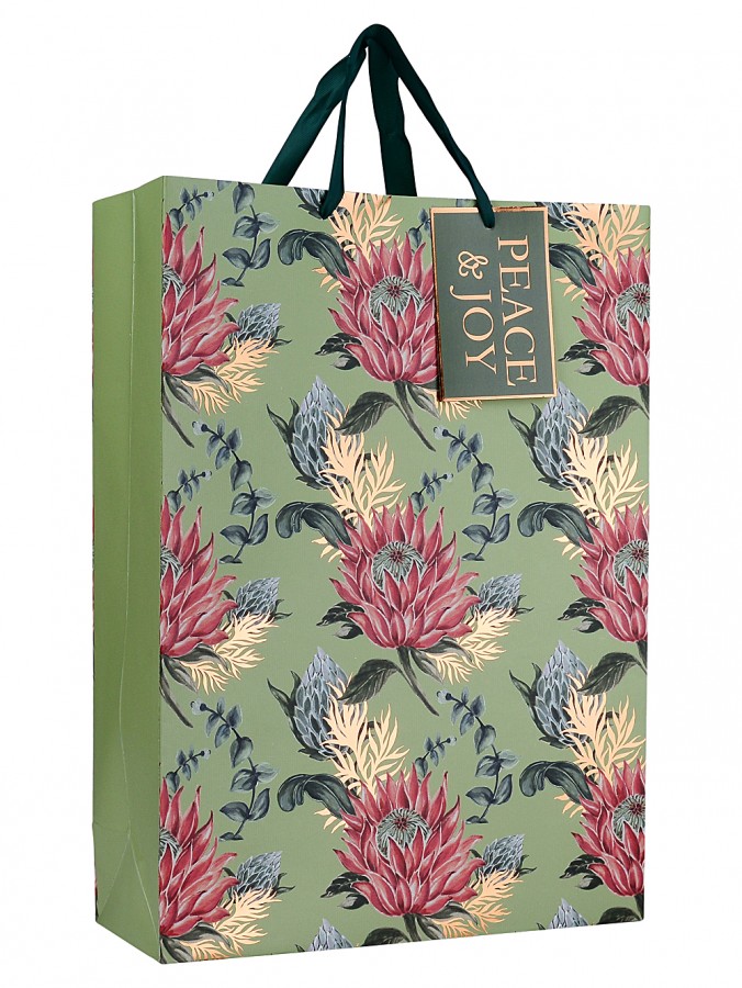 Large Elegant Native Australian Protea & Foliage Christmas Gift Bag | 42cm