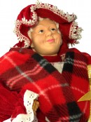Decorative Mrs Claus With Tartan Shawl & Gifts - 46cm