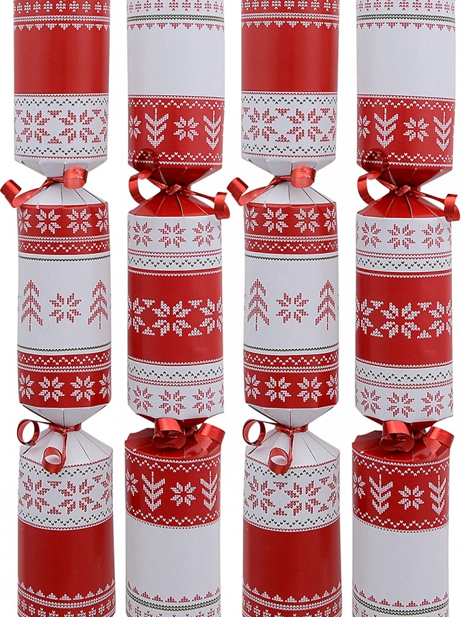 Red & White Winter Jumper Pattern Christmas Cracker Bon Bons - 50 x 26cm
