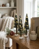 3x Snow Flocked LED Pine Trees Village Scenery | 14cm