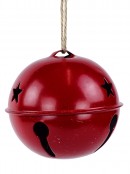 Red Metal Functioning Christmas Jingle Bell Bauble Decorations - 4 x 80mm