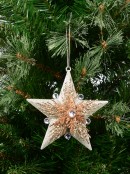 Silver Star With Snowflakes Christmas Tree Hanging Decoration - 13cm