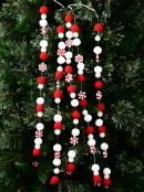 Red & White Candy, Balls & Bells Weeping Willow Look Long Stem - 19cm Wide