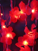 40 Red Led Poinsettia Flowers On 5 Brown Branches - 1.2m