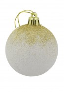 White With Gold Glitter Cascading Baubles - 6 x 60mm