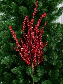 70cm Deep Red Berry Spray With Sequins Long Christmas Stem