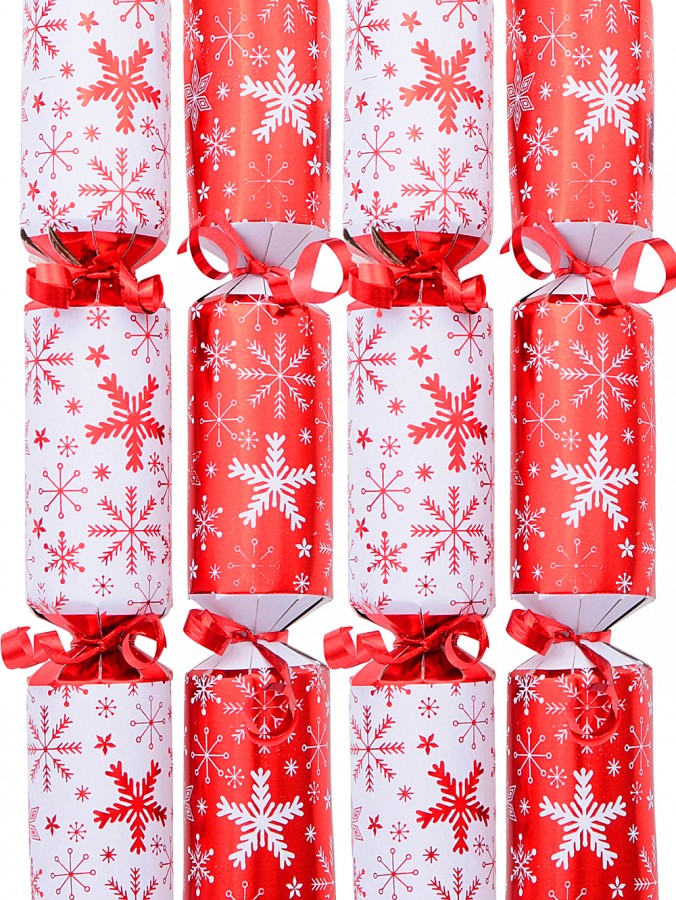 Red & White Multi Style Snowflakes Small Christmas Bon Bons - 100 x 24cm