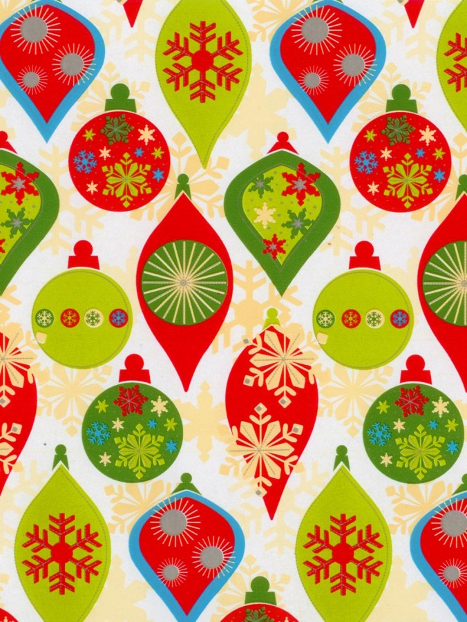 Retro Baubles Gift Wrap Counter Roll - 50m