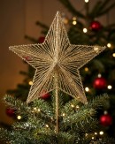 63cm Gold Glitter & Sequin Wire Christmas Star Tree Top Long Stem