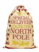 Striped Jute Santa Sack ' Special Delivery From The North Pole ' - 75cm