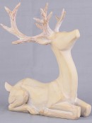 21cm Carved Wood Look Sitting Reindeer Resin Figurine
