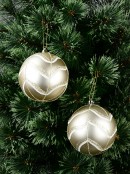 2x Champagne Gold Satin Geometric Wave Whimsical Signature Baubles | 10cm