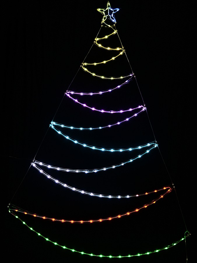 Multi Colour Digital LED Hanging Christmas Tree & Star Light Display - 1.4m
