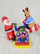 Santa & Reindeer On Animated & Illuminated Seesaw Inflatable - 1.3m