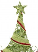 Red Tinsel & Green Velvet Wrapped Table Top Tree - 50cm